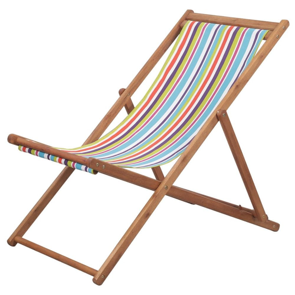 Vidaxl Skladacie plážové kreslo, látka a drevený rám, viacfarebné
